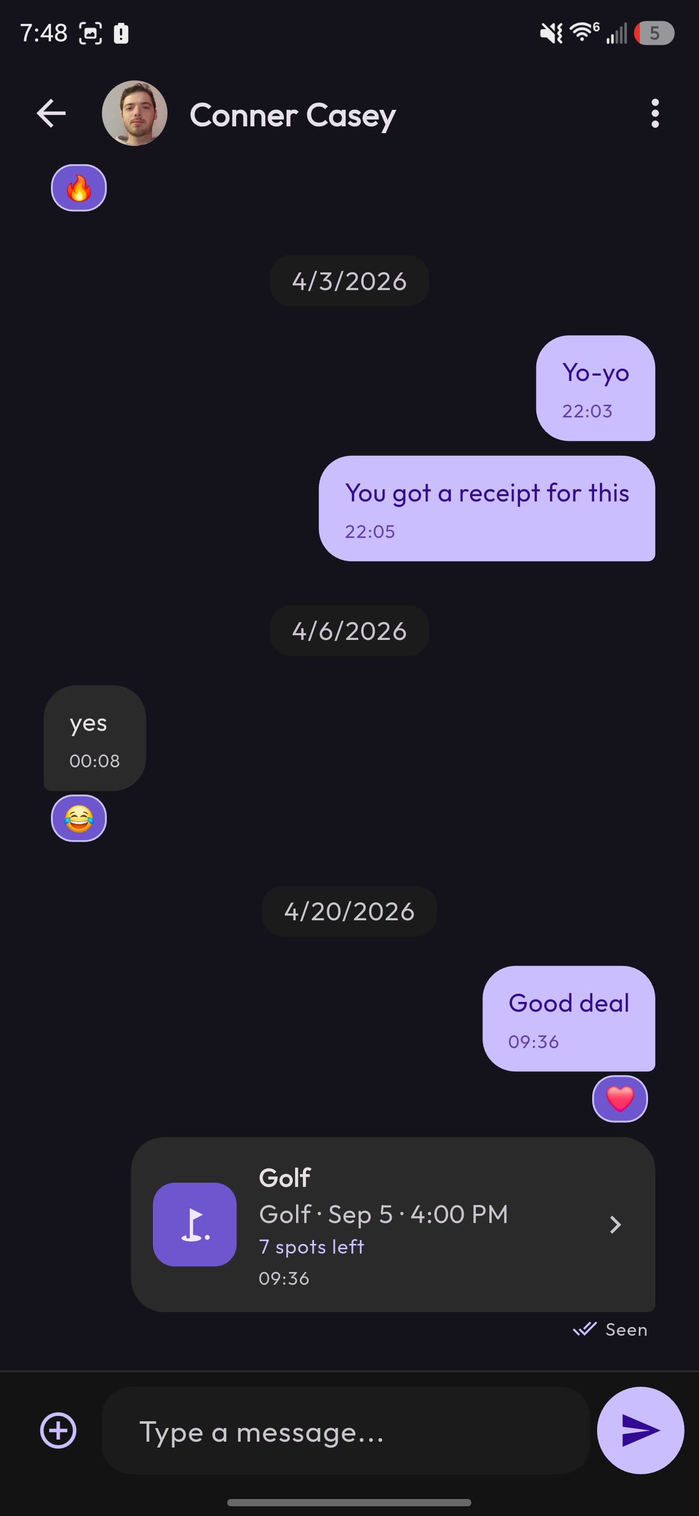 A Quorum chat conversation with message bubbles, a shared location card, and a composer with attach and emoji controls