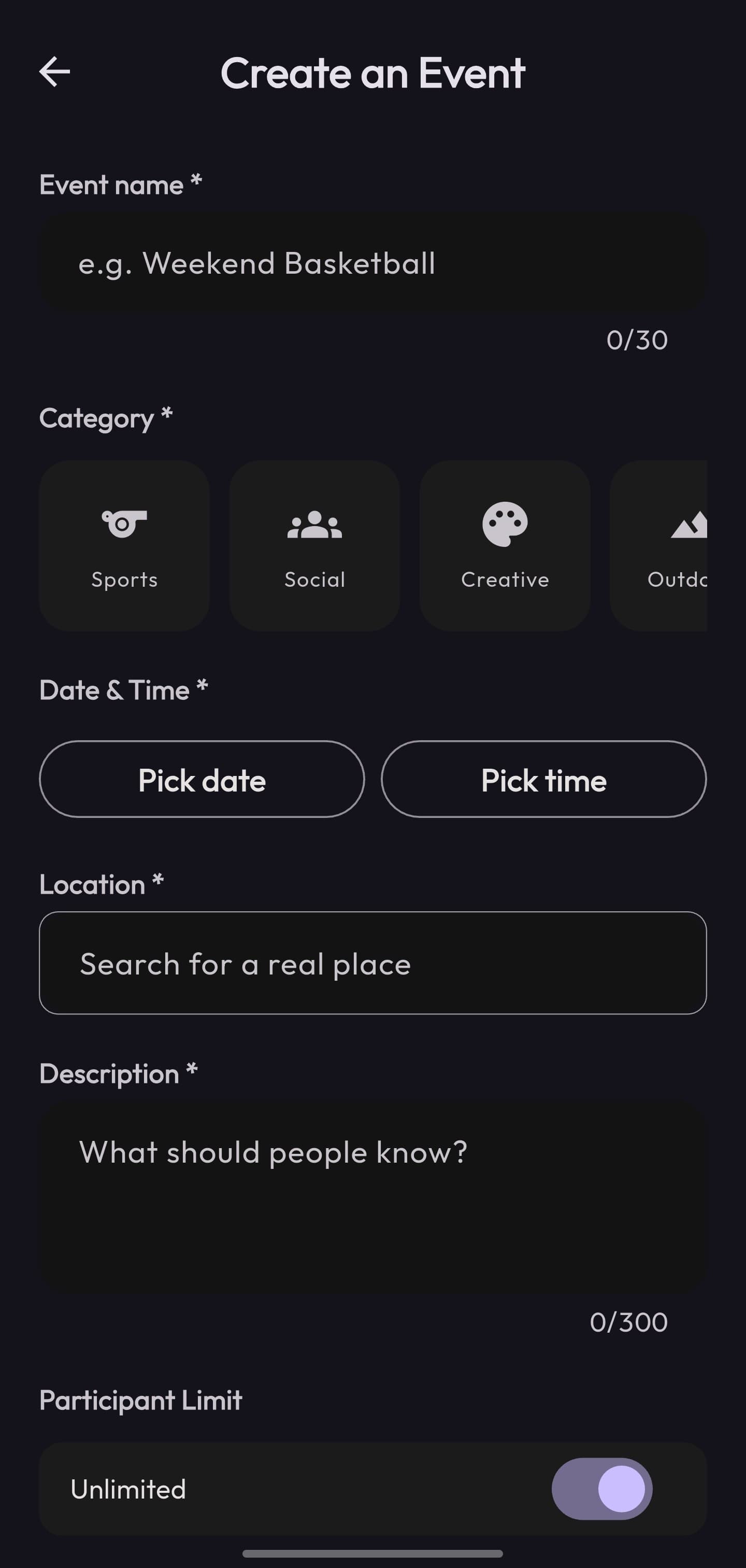 Quorum: Creating an event