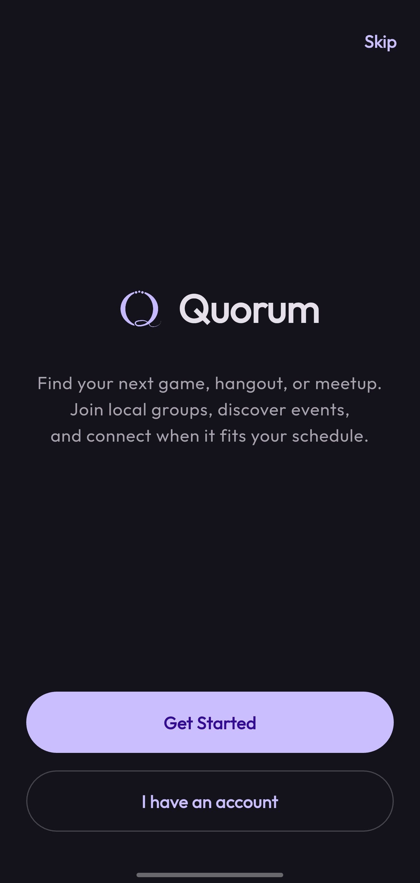 Quorum's registration screen, part of the onboarding flow designed in Figma